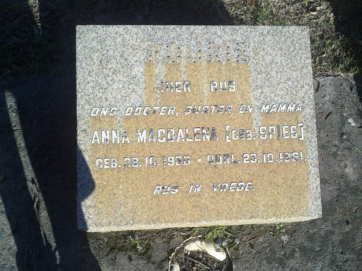FOURIE Anna Magdalena nee SPIES 1930-1961