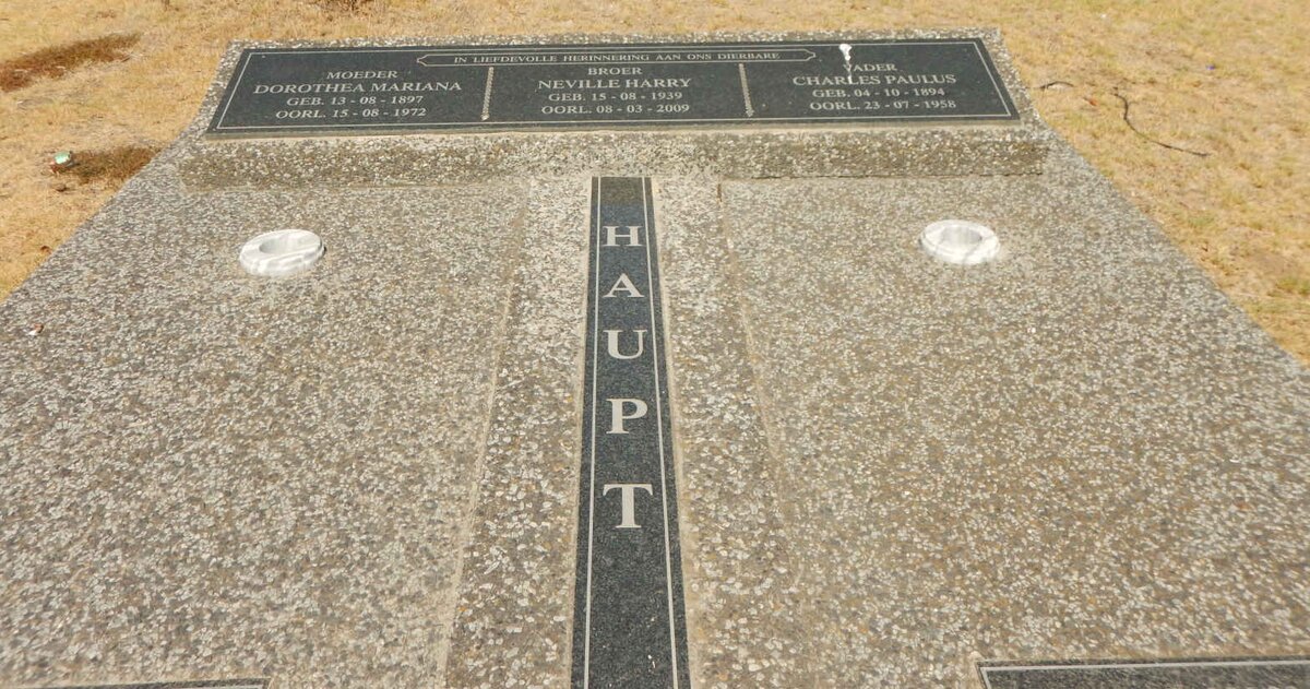 HAUPT Charles Paulus 1894-1958 &amp; Dorothea Mariana 1897-1972 :: HAUPT Neville Harry 1939-2009