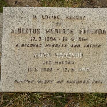 HANEKOM Albertus Myburgh 1894-1962 &amp; Mary MCADAM 1899-1976