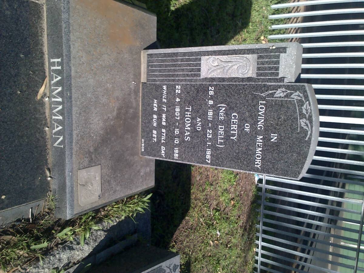 HAMMAN Thomas 1907-1981 &amp; Gerty DELL 1911-1967