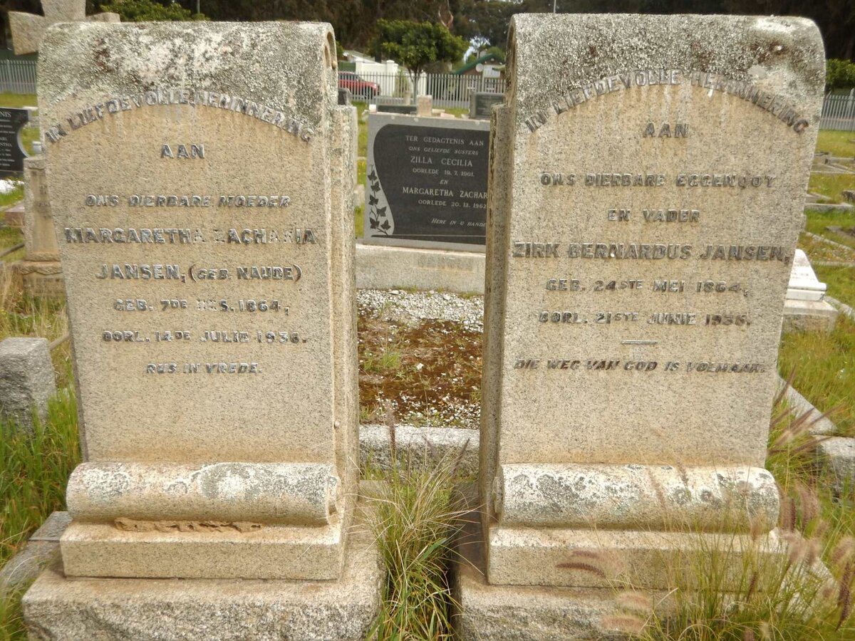 JANSEN Zirk Bernardus 1864-1935 &amp; Margaretha Zacharia NAUDE 1864-1936