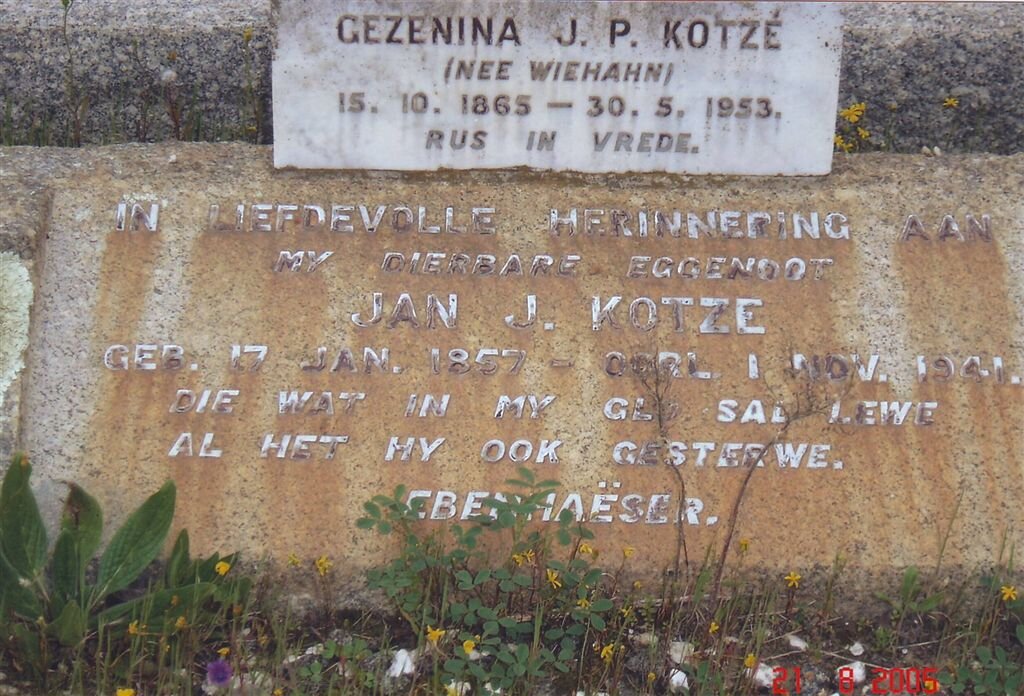 KOTZE Jan J. 1857-1941 &amp; Gezenina J.P. WIEHAHN 1865-1953