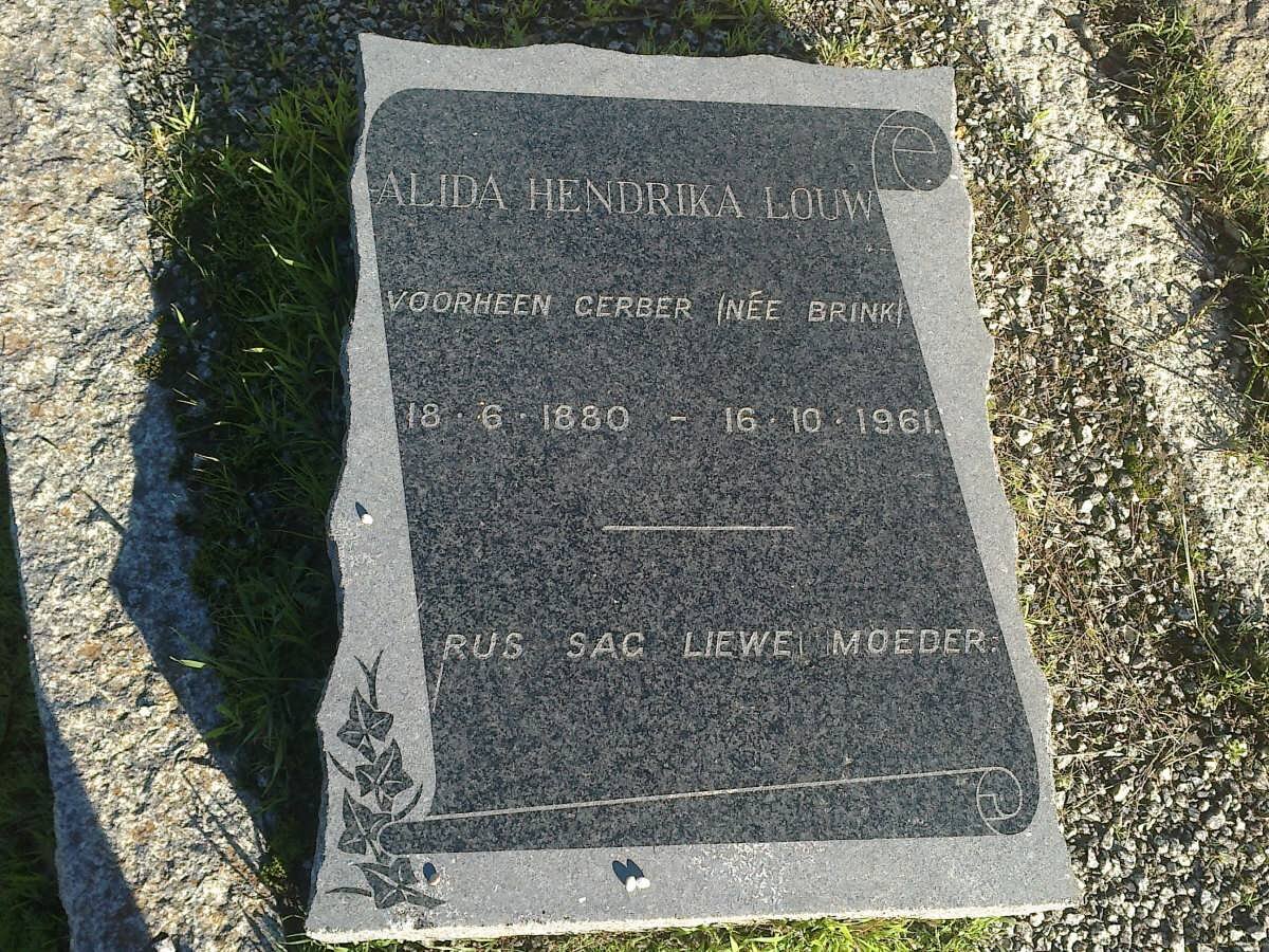 LOUW Alida Hendrika voorheen GERBER nee BRINK 1880-1961