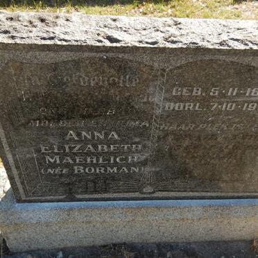 MAEHLICH Anna Elizabeth nee BORMAN 1898-1952