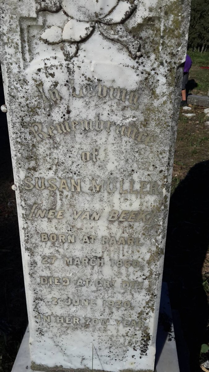 MULLER Susan nee VAN BEEK 1860-1930