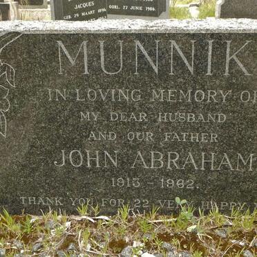 MUNNIK John Abraham 1913-1962