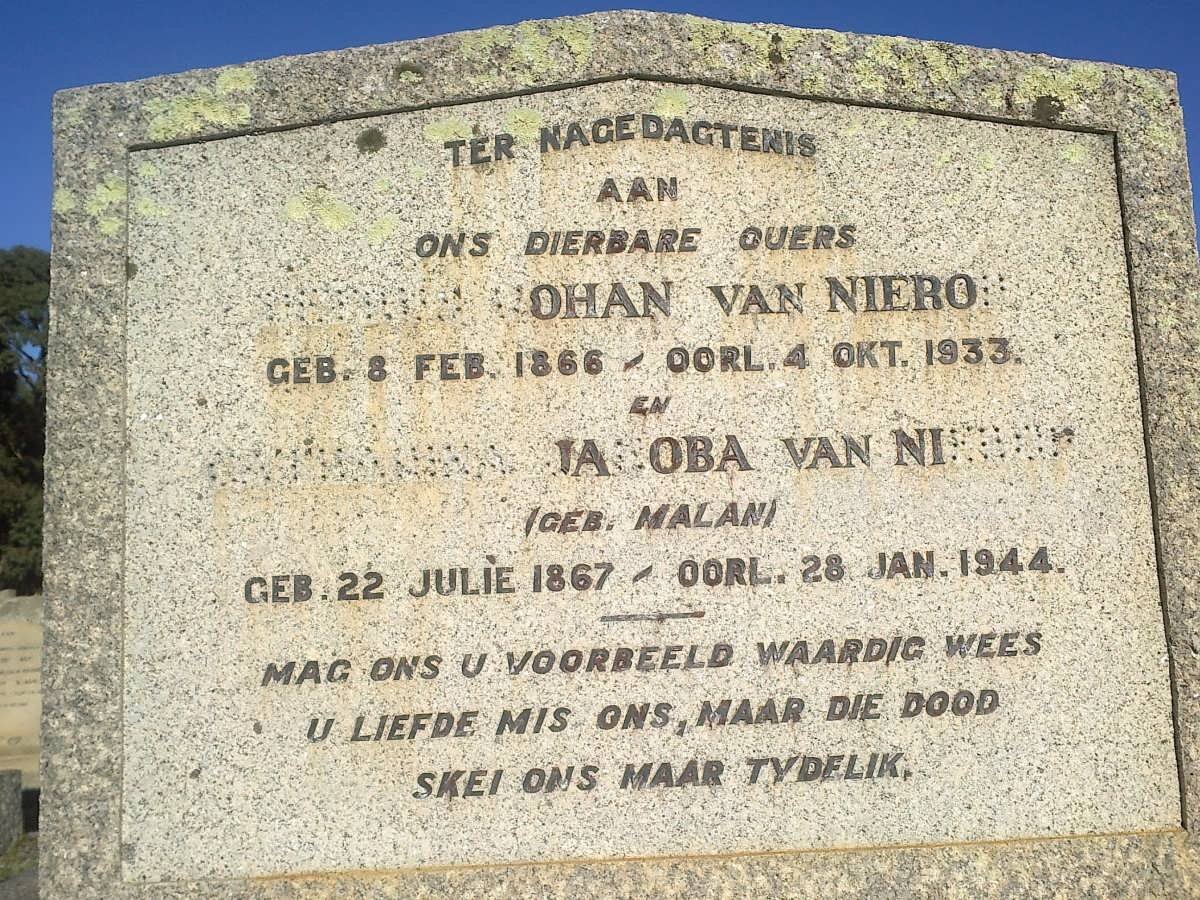 NIEROP Petrus Johan, van 1866-1933 &amp; Catharina Jacoba MALAN 1867-1944