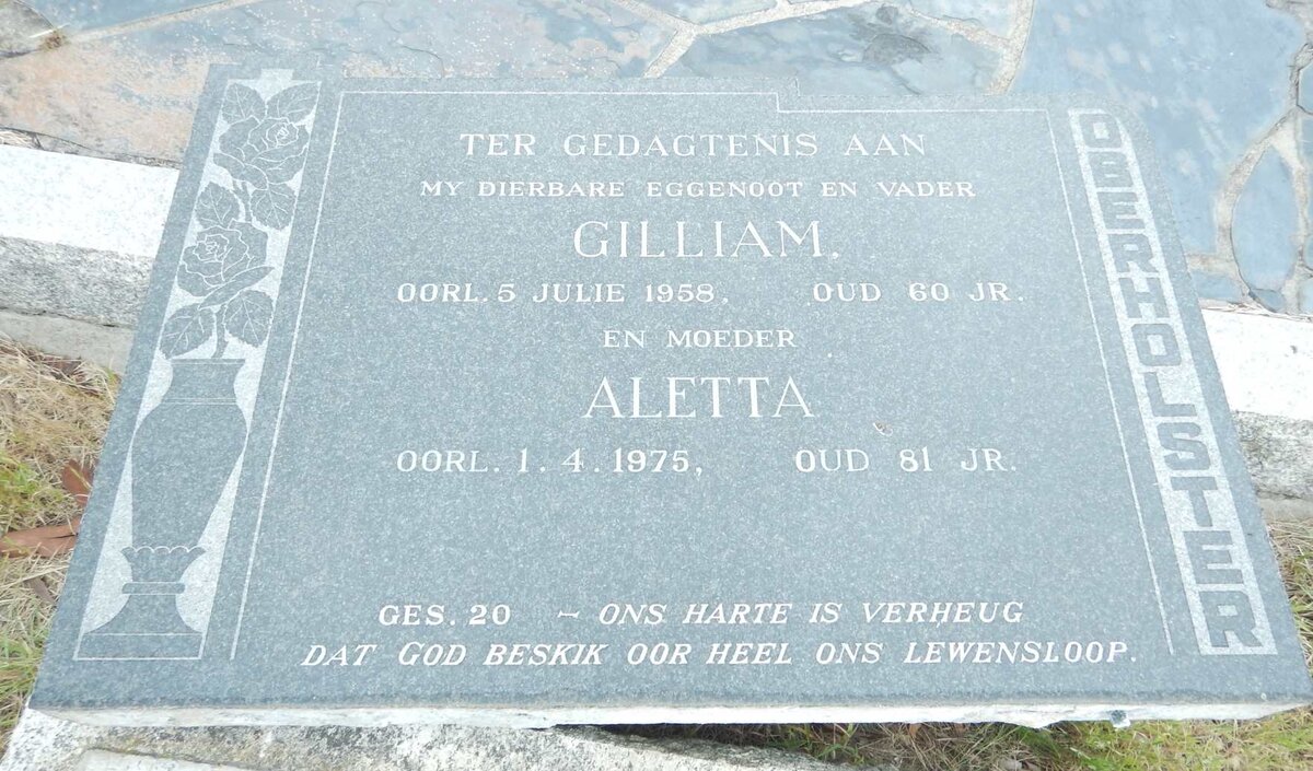 OBERHOLSTER Gilliam -1958 &amp; Aletta -1975