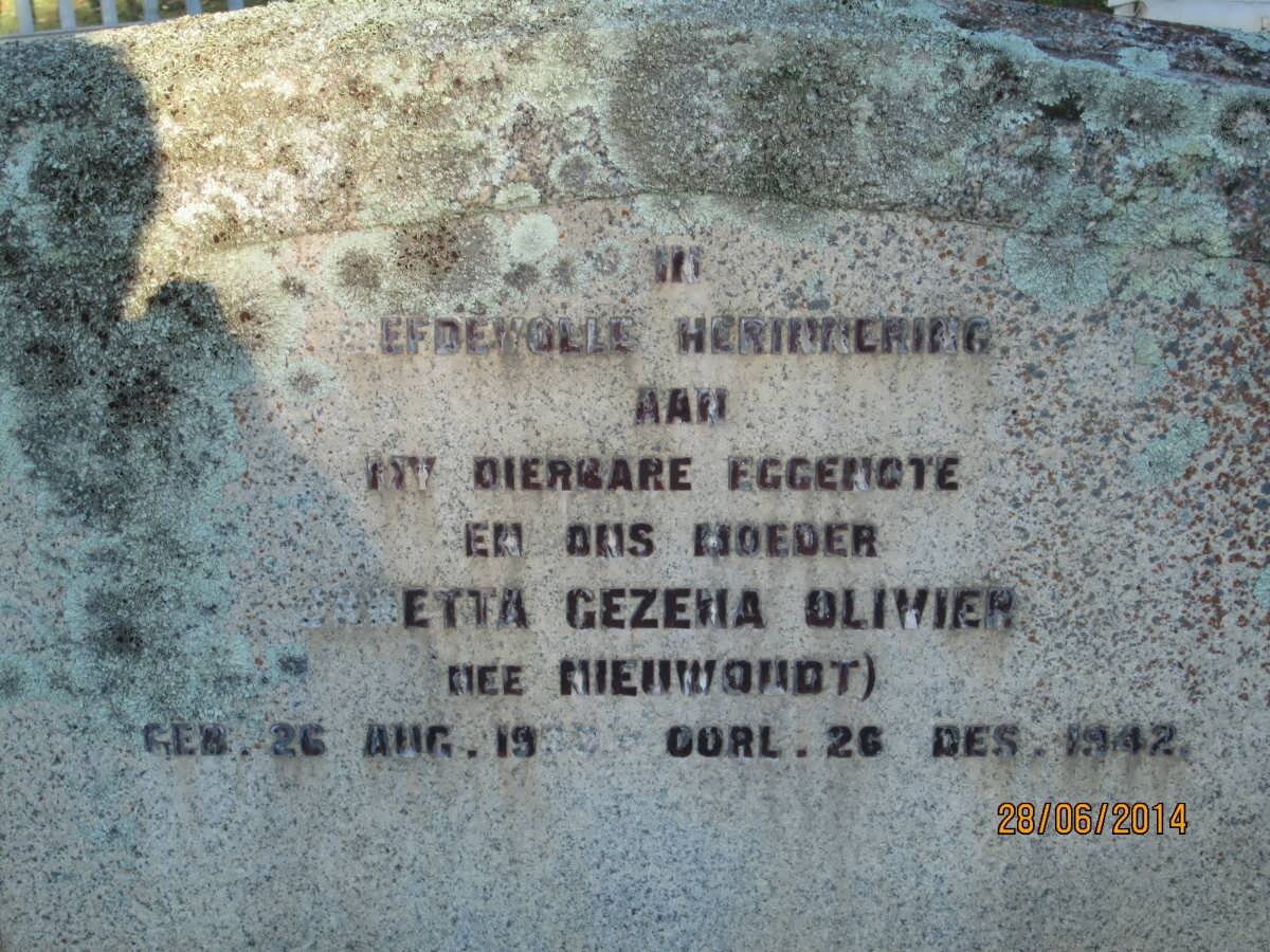 OLIVIER ?etta Gezena nee NIEUWOUDT 19??-1942