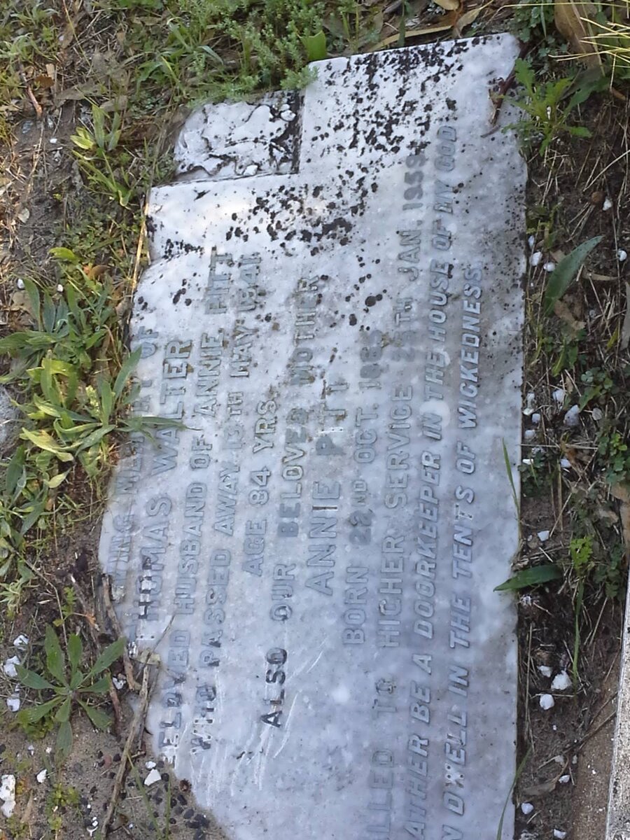 PITT Thomas Walter -1941 &amp; Annie –1865-1959