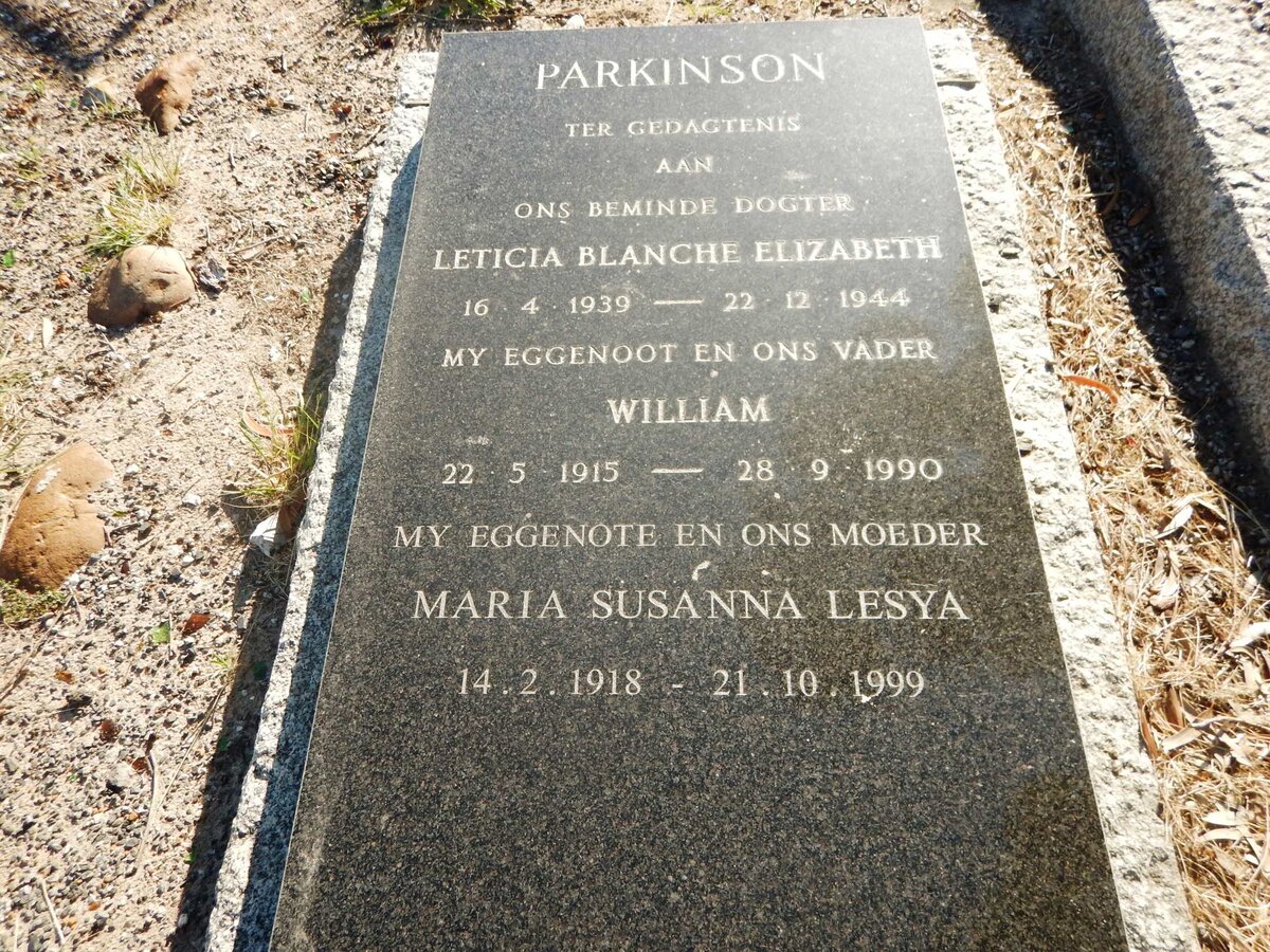 PARKINSON William 1915-1990 &amp; Maria Susanna Lesya 1918-1999