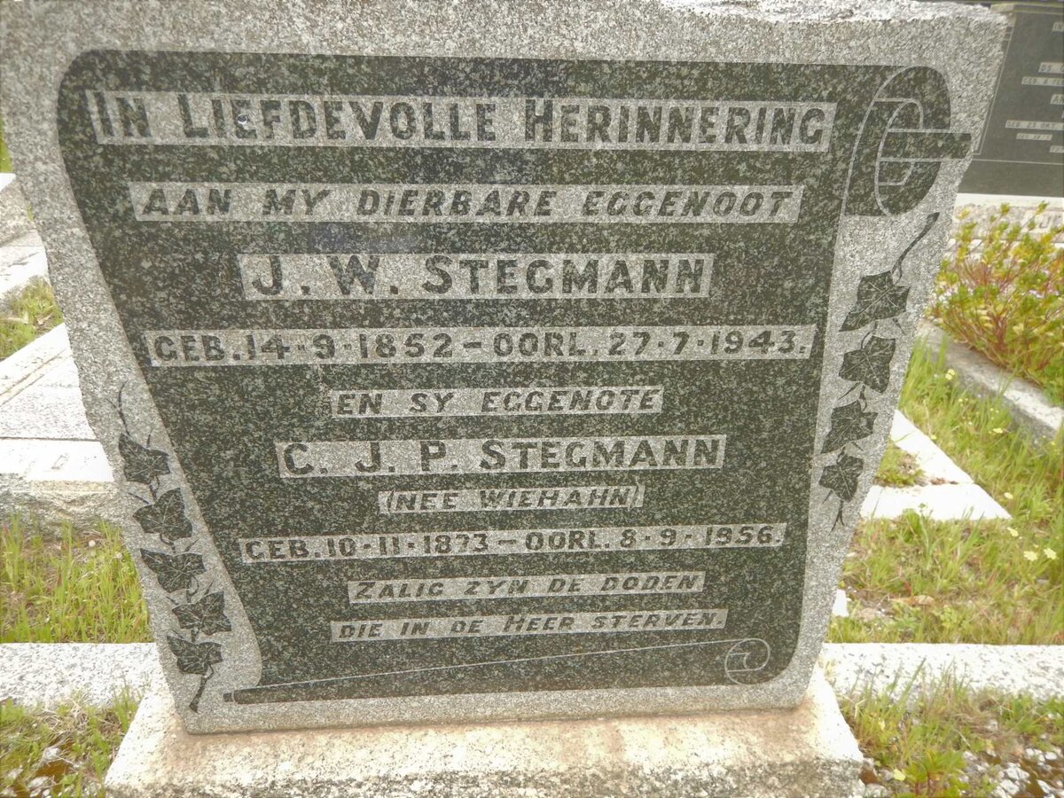 STEGMANN J.W. 1852-1943 &amp; C.J.P. WIEHAHN 1873-1956