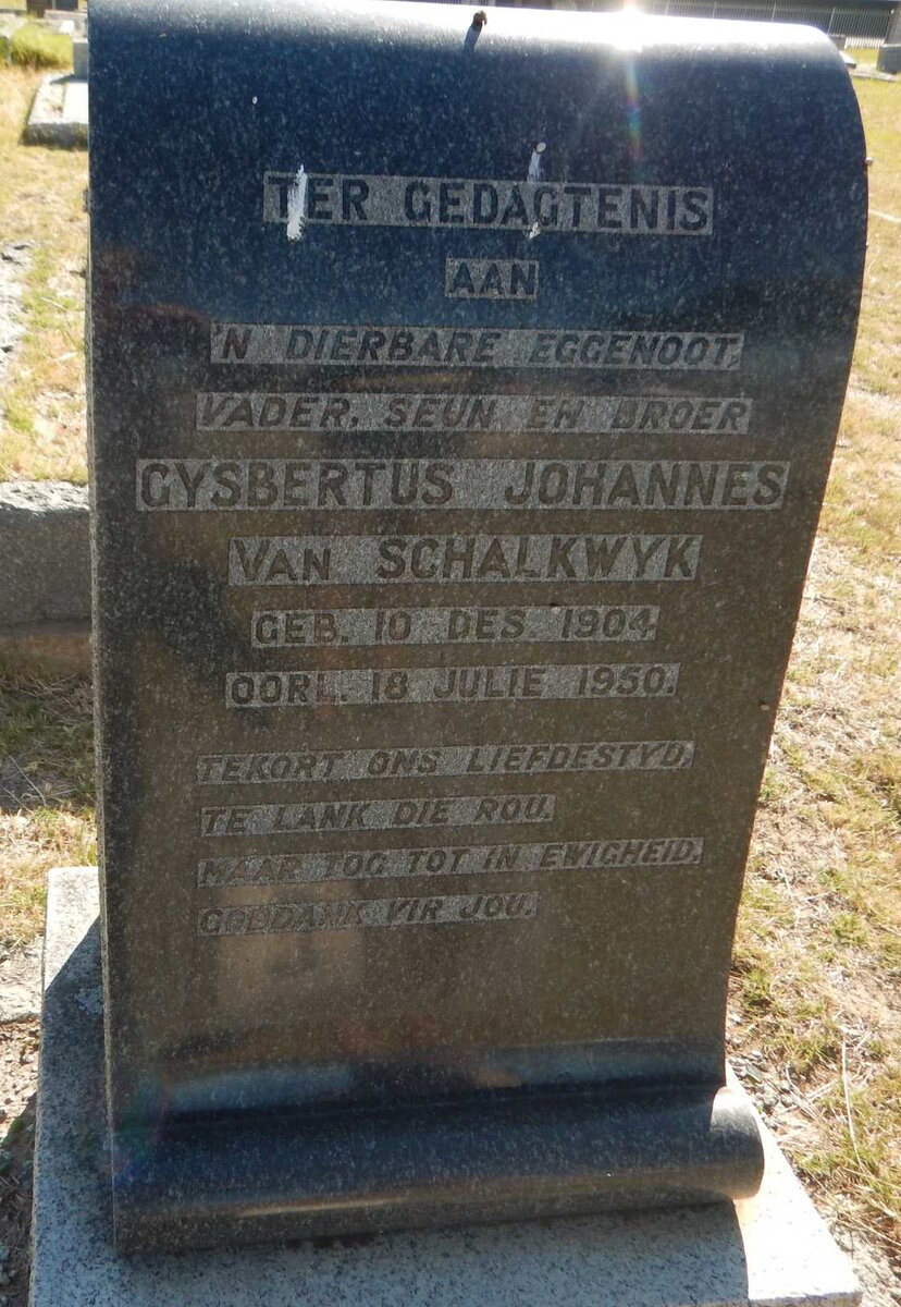 SCHALKWYK Gysbertus Johannes, van 1904-1950