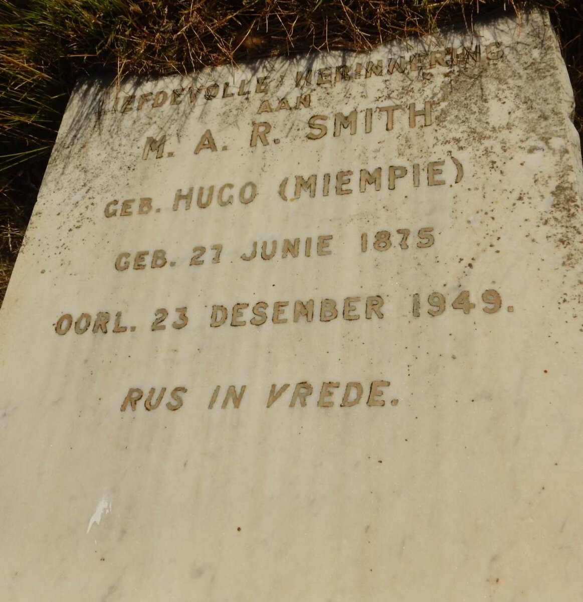 SMITH M.A.R. nee HUGO 1875-1949