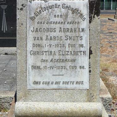 SMUTS Jacobus Abraham Van Aarde - 1935 &amp; Christina Elizabeth ACKERMANN -1939