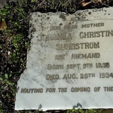 SUNDSTROM Gustave Wilhelm 1855-1931 &amp; Johanna Christina NIEMAND 1858-1934