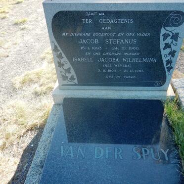 SPUY Jacob Stefanus, van der 1893-1960 &amp; Isabell Jacoba Wilhelmina WEYERS 1894-1961