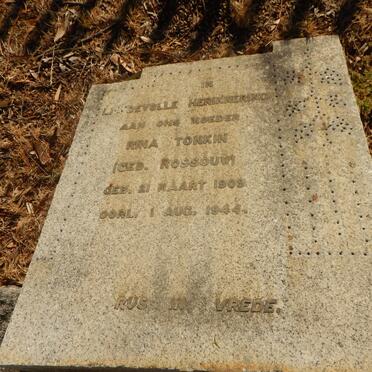 TONKIN Rina nee ROSSOUW 1909-1944