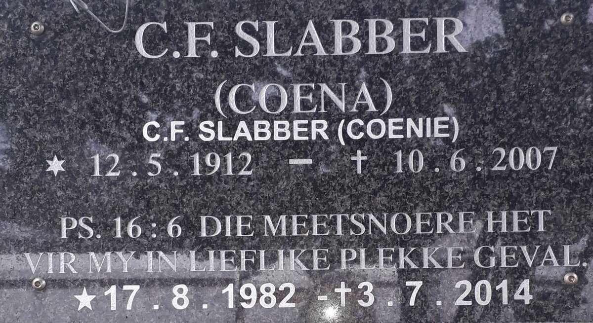 SLABBER C.F. 1912-2007 :: SLABBER C.F. 1982-2014