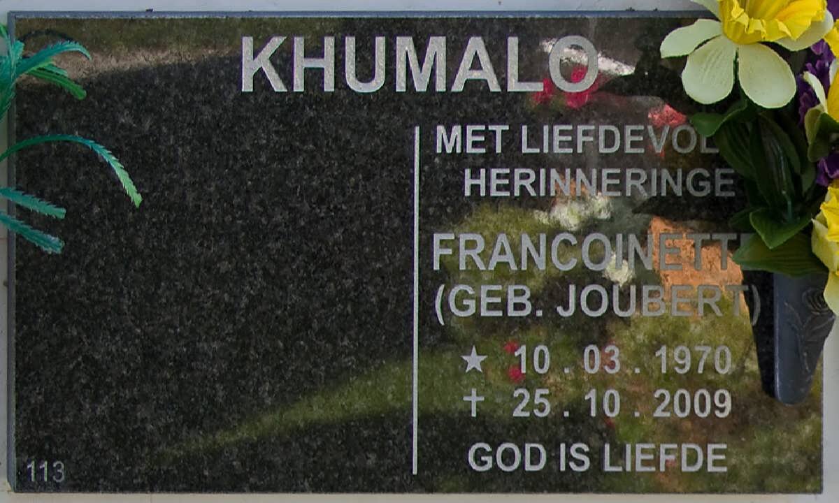 KHUMALO Francoinette nee JOUBERT 1970-2009