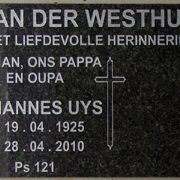 WESTHUYZEN Johannes Uys, van der 1925-2010