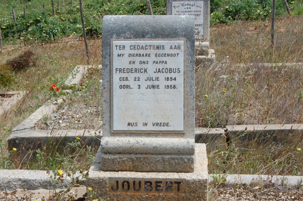 JOUBERT Frederick Jacobus 1894-1958
