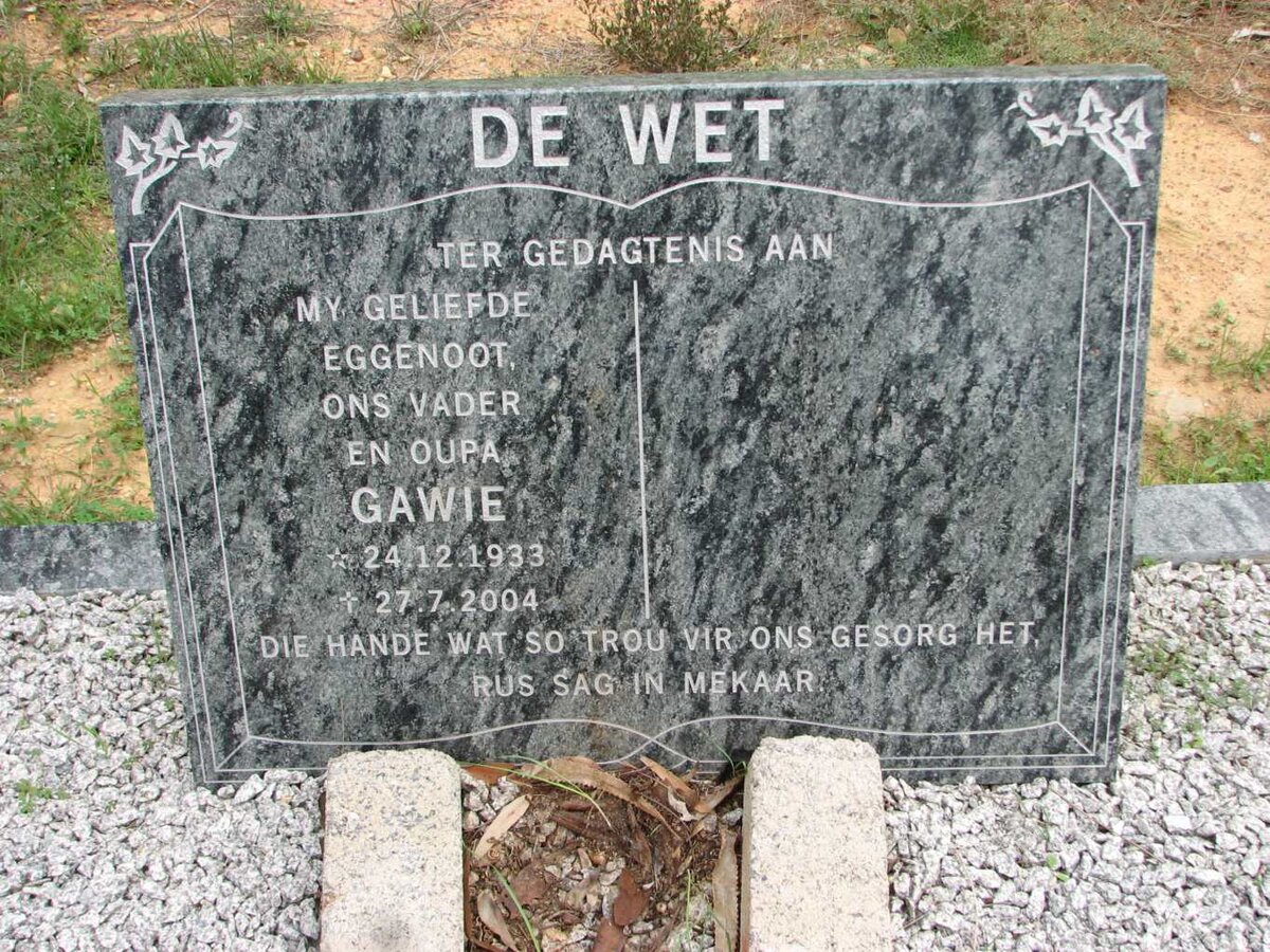 WET Gawie, de 1933-2004