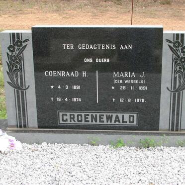 GROENEWALD Coenraad H. 1891-1974 &amp; Maria J. WESSELS 1891-1978