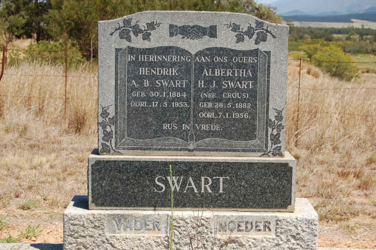 SWART Hendrik A.B. 1884-1953 &amp; Albertha H.J. CROUS 1882-1956