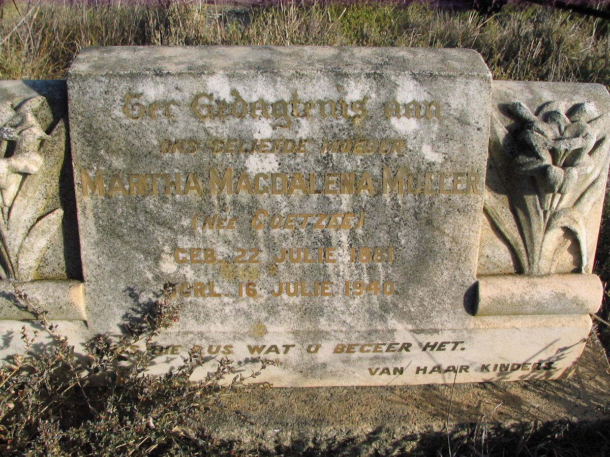 MILLER Martha Magdalena nee COETZEE 1881-1940