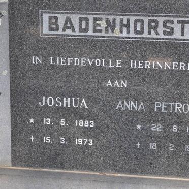 BADENHORST Joshua 1883-1973 &amp; Anna Petronella 1904-1987