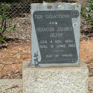 BEHM Francois Jacobus 1890-1962