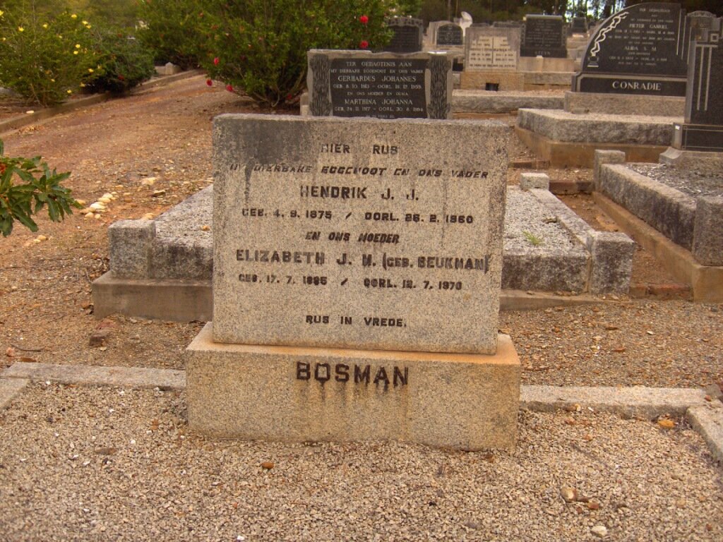 BOSMAN Hendrik J.J. 1875-1950 &amp; Elizabeth J.M. BEUKMAN 1885-1970