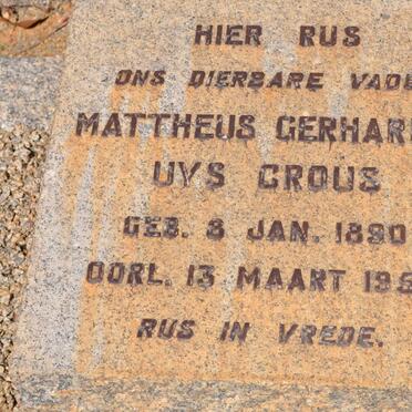 CROUS Mattheus Gerhardus Uys 1890-1956