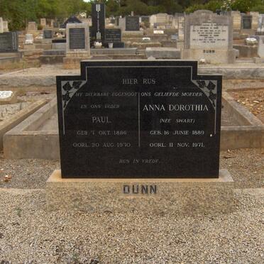 DUNN Paul 1886-1970 &amp; Anna Dorothea SWART 1889-1971