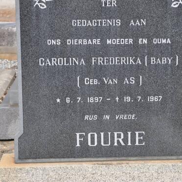 FOURIE Carolina Frederika nee VAN AS 1897-1967