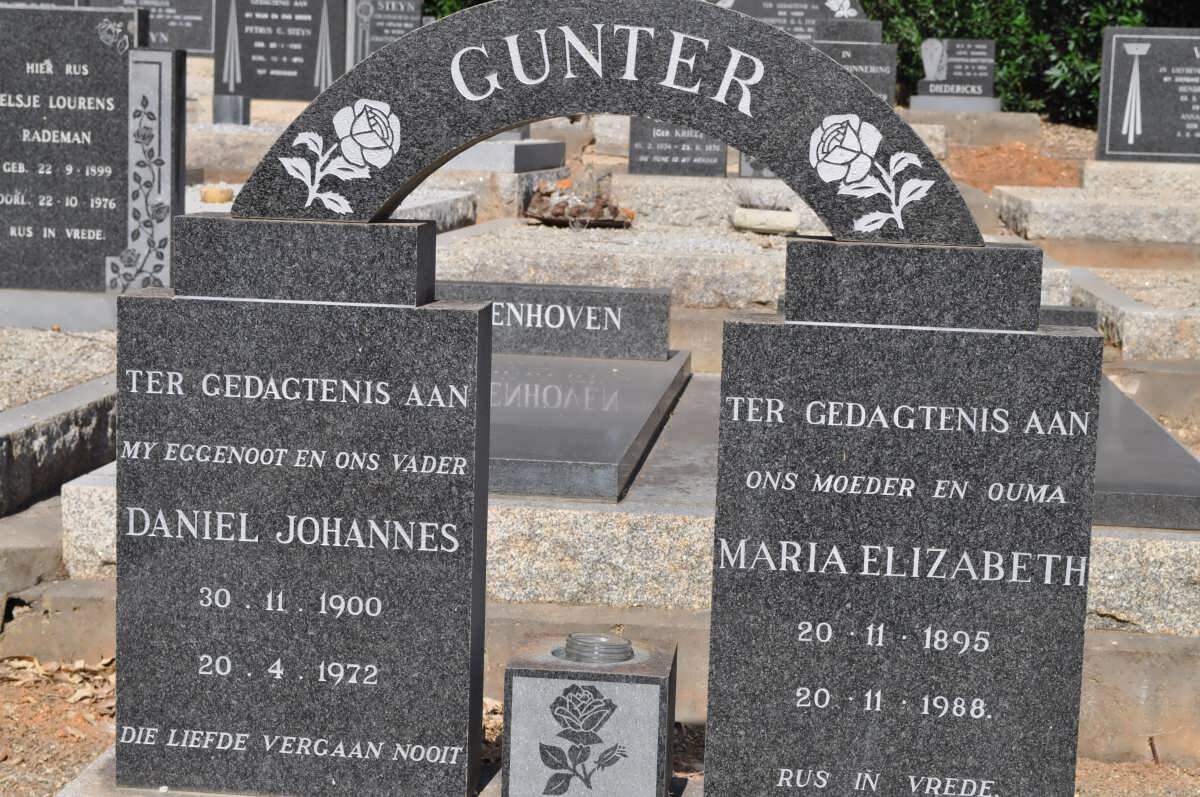GUNTER Daniel Johannes 1900-1972 &amp; Maria Elizabeth 1895-1988