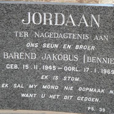 JORDAAN Barend Jakobus 1945-1969