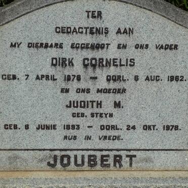 JOUBERT Dirk Cornelis 1876-1962 &amp; Judith M. STEYN 1893-1978