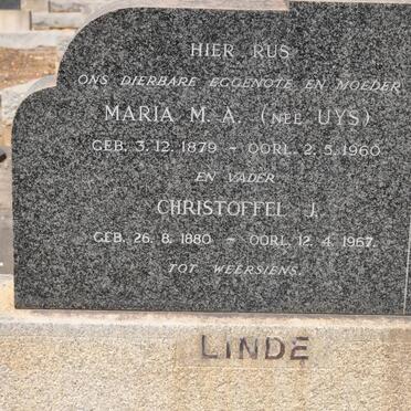 LINDE Christoffel J. 1880-1967 &amp; Maria M.A. UYS 1879-1960