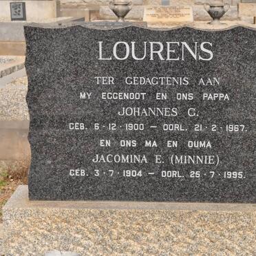 LOURENS Johannes G. 1900-1967 &amp; Jacomina E. 1904-1995