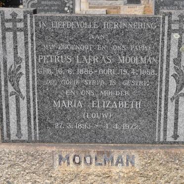 MOOLMAN Petrus Lafras 1888-1958 &amp; Maria Elizabeth LOUW 1893-1972
