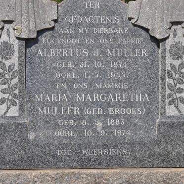 MULLER Albertus J. 1874-1955 &amp; Maria Margaretha BROOKS 1883-1974