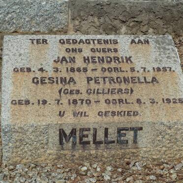 MELLET Jan Hendrik 1865-1957 &amp; Gesina Petronella CILLIERS 1870-1925