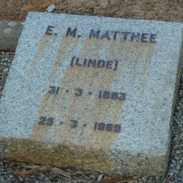 MATTHEE E.M. nee LINDE 1883-1969