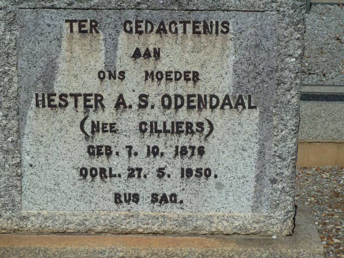ODENDAAL Hester A.S. nee CILLIERS 1876-1950