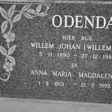 ODENDAAL Willem Johan 1890-1980 &amp; Anna Maria Magdalena 1901-1992