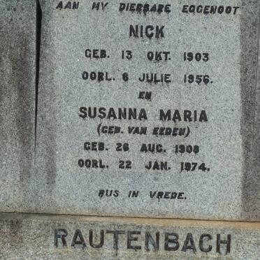 RAUTENBACH Nick 1903-1956 &amp; Susanna Maria VAN EEDEN 1908-1974