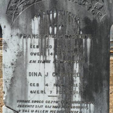 ROSSOUW Franssooies 1859-1899 &amp; Dina J. GILIOMEE 1860-1916