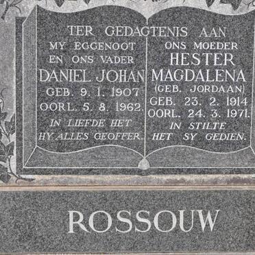 ROSSOUW Daniel Johan 1907-1962 &amp; Hester Magdalena JORDAAN 1914-1971